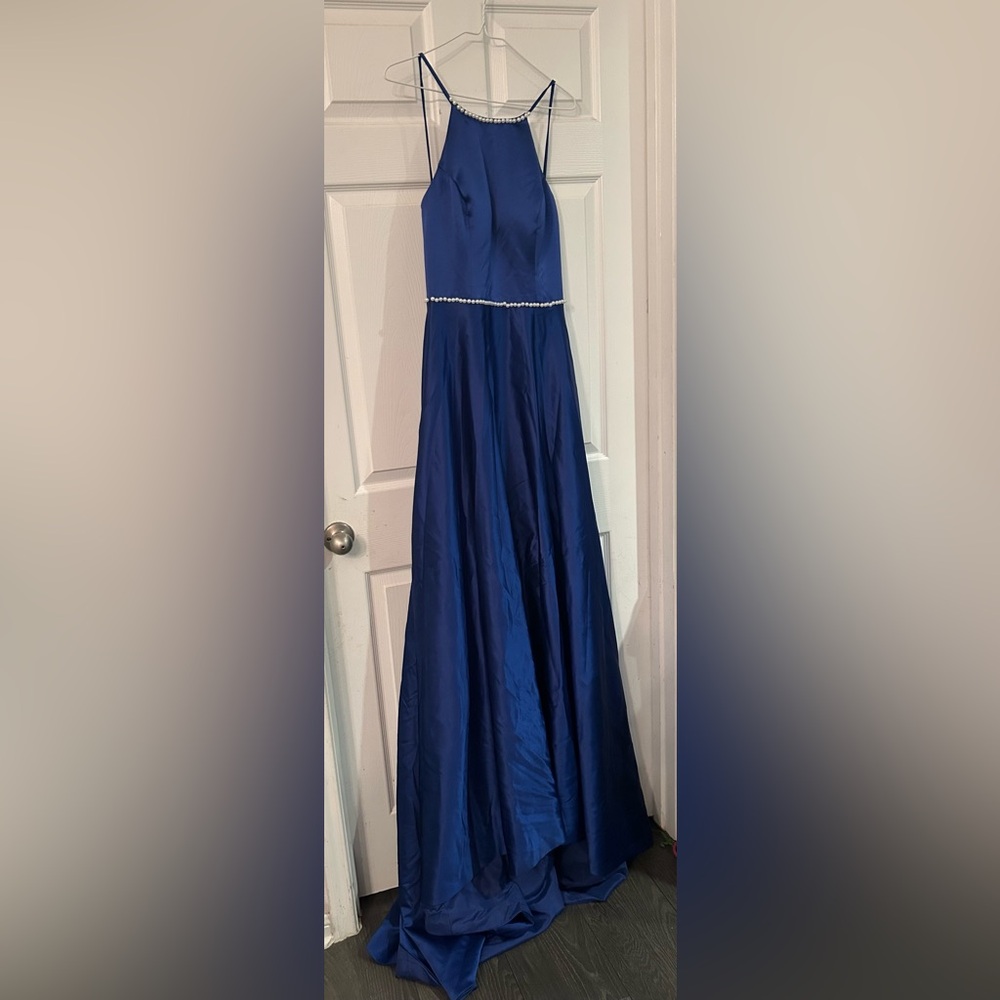 Elegant Blue Strapless Prom Dress